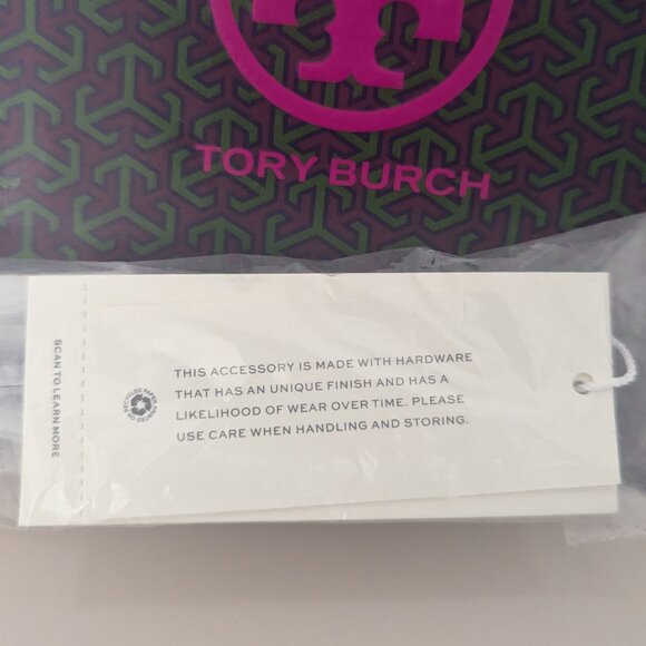 Tory Burch Skinny Embellished Logo Belt Black Rhinestones Crystals Leather - Picture 13 of 13